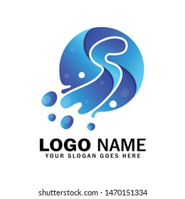 Letter S bubble logo template, S logo is melting, liquid S