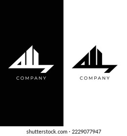 logotipo de construcción de letras s en fondo blanco y negro