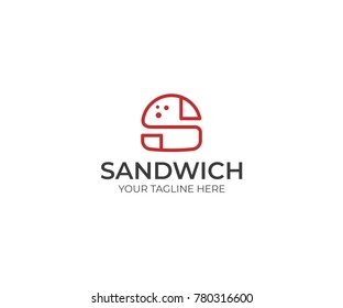 Plantilla del logotipo de la cargadora de la letra S. Diseño del vector Hamburger. Ilustración de comida rápida 