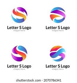 letter S business logo set, abstract gradient circle logo collection