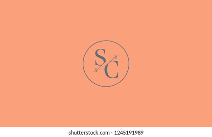 LETTER S AND C FLOWER LOGO WITH CIRCLE FRAME FOR LOGO DESIGN OR ILLUSTRATION USE