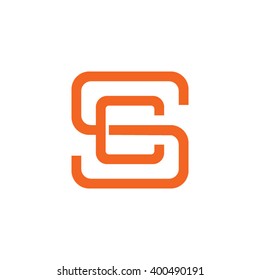 Letter S And C Monogram Square Shape Logo Orange