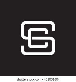 Letter S And C Monogram Square Shape Logo White Black Background