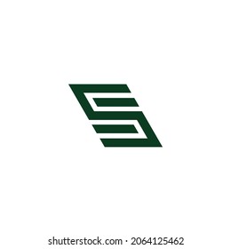 letter s c simple geometric stripes linear logo vector