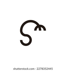 Letter-S-Kabel, einfaches, geometrisches Symbol, Vektorsymbol