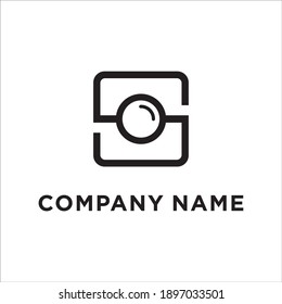 Letter S Camera Photography Logo Design Stock Vector