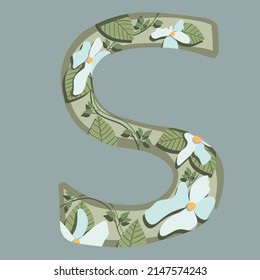 The letter "S". Can be used for various web resources. Floral print will decorate any design. Decorate your magazine, book or any web resource with this beautiful letter.