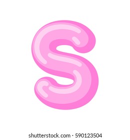 Letter S candy font. Caramel alphabet. lollipop lettering. Sweet ABC sign
