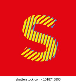 letter S, capital letter for advertising or editable editorial use, vector texture with lines