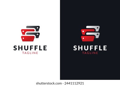 Letter S card logo design. Casino, betting, poker logo icon. Shuffle logo icon