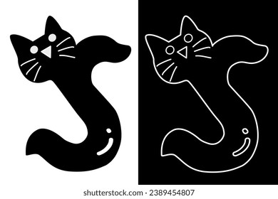 letter S and cat alphabet vector design for icon, symbol or logo. S initial logo. suitable for pet shop logo