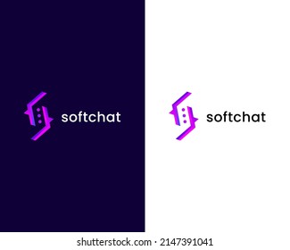letra s con plantilla de diseño de logotipo de chat