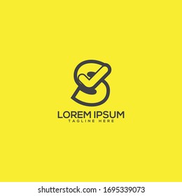 Letra S con marca de verificación iconos elementos de plantilla de diseño