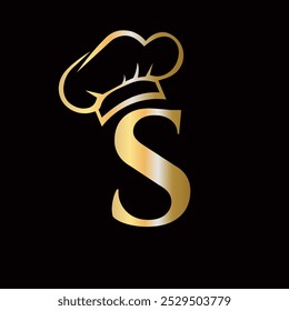 Conceito De Logotipo De Carta S Chef Para Modelo De Vetor De Sigh De Restaurante