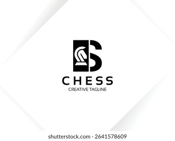 Letter S Chess Logo. Monogram Knight Logo
