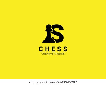 Letter S chess logo with pawn. Chess sport monogram logo template