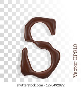 Letter s from chocolate droplets. Vector EPS 10.