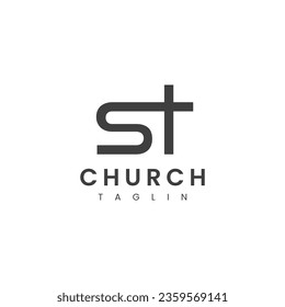 Letter S with Church Logo Design Vector Template