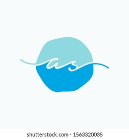 Letter AS or A S  with circle handwriting concept. handwriting logo of initial signature, wedding, fashion, jewelry, boutique, and botanical with creative template for any company or business - vector