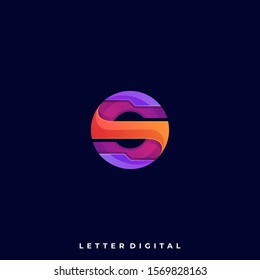 Letter S Circle Illustration Vector Template. Suitable for Creative Industry, Multimedia, entertainment, Educations, Shop, and any related business