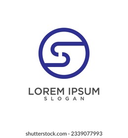 Letter S circle line art logo design template.