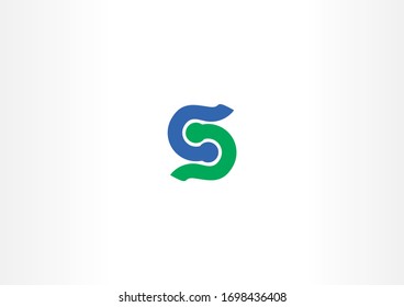 Letter S Circle Logo, Green Blue Icon Design Template