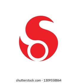 letter s circle red flame design logo