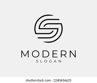Letter S Circle Round Line Geometric Abstract Shape Modern Simple Monogram Icon Vector Logo Design
