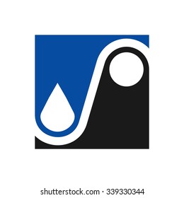 letter s, circle, square, and water drop symbol. logo vector.
