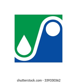 letter s, circle, square, and water drop symbol. logo vector.