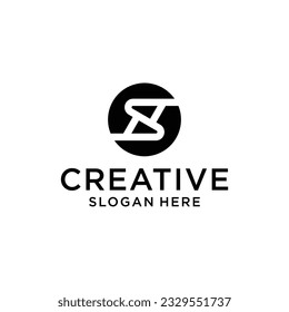Letter s with circle style logo design concept