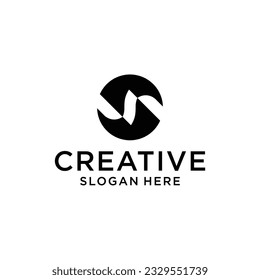 Letter s with circle style logo design concept