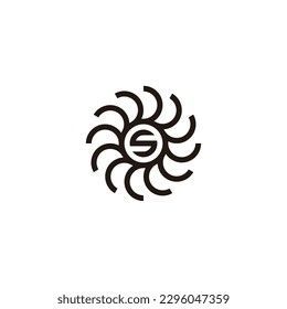 Letter S in circle, technology geometric symbol simple logo vector