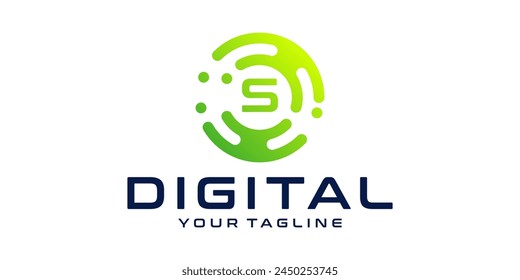 Letter S Circle Technology Logo Design Template digital circle, technology, data, connection, network