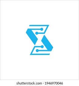 signo vectorial del diseño del logotipo del circuito de la letra S