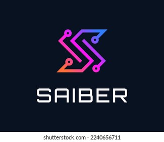Letter S Circuit Technology Digital Chip Electronic Line Modern Futuristic Icon Vector Logo Design