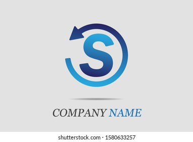 letter S with circular arrow. vector illustration.