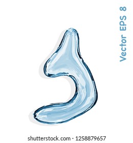 Letter s from clear transparent bluish water droplets. Vector EPS 8.