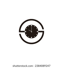 Letter S clock, circle geometric symbol simple logo vector