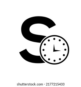 Plantilla de vectores de diseño de logotipo de reloj de la letra S