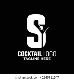 Letter S Cocktail Logo Design Template Inspiration, Vector Illustration.