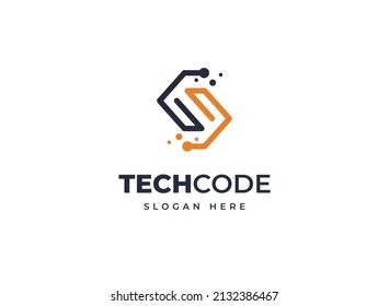 Letter S code tech network cable vector logo design, Creative smart modern technology logo design