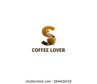 letter S coffe and cup logo template