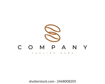 letter S coffee bean cafe logo design