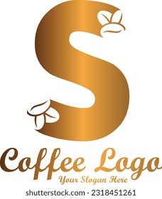 Letter S Coffee Bean minimalist Logo style with Gradient color template 
