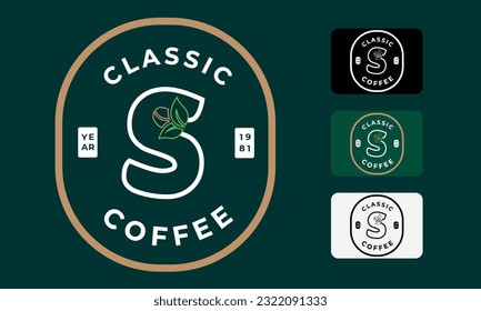 Letter S Coffee Bean minimalist Logo style with decorative color variations template