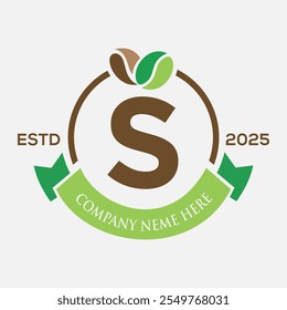 Letter S Coffee Logo Design, Coffee Shop Logo. Kaffeebohnen-Symbol