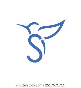 Letra S Colibri Diseño de logotipos Icono de Vector Ilustración de símbolos de emblema gráfico