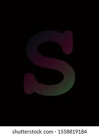 Letter S from colored lines on black background.