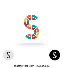 Letter S colorful particles vector logo